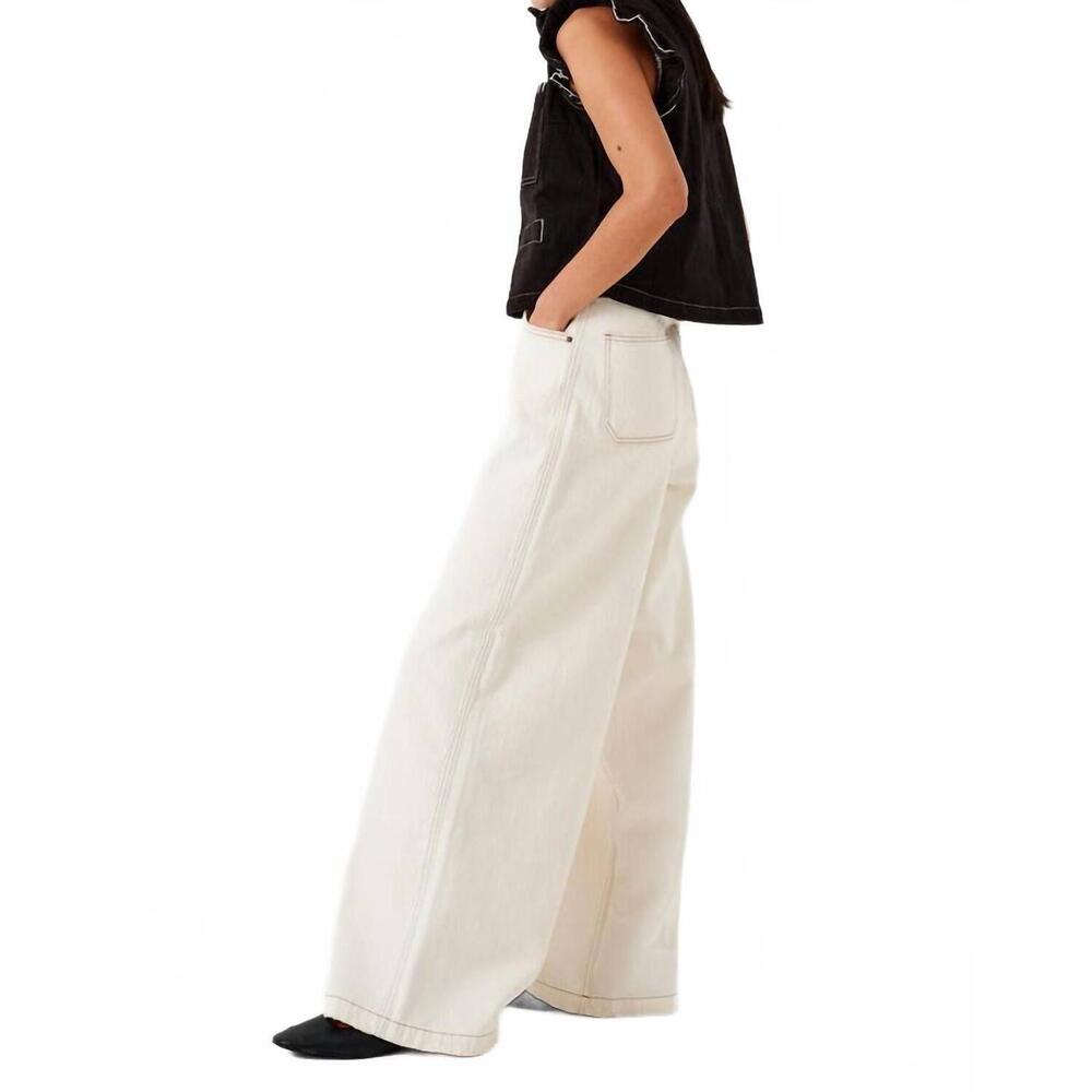NEW SEVENTY + MOCHI bay wide leg jeans in ecru - Picture 2 of 5